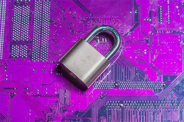 Lock-with-purple-tech-background-signifying-ESInet-reliability-and-security-with-proper-processes-in-place